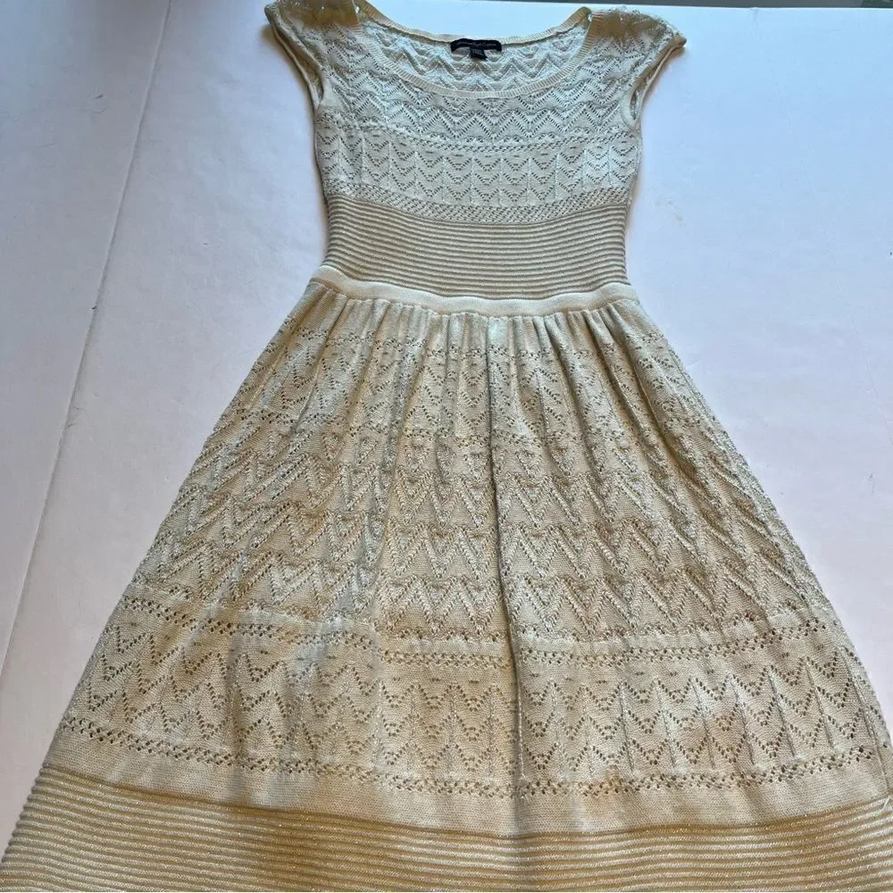 American Eagle Outfitters Women's Cream Sparkle Sweater Dress Size XXS - Picture 5 of 9